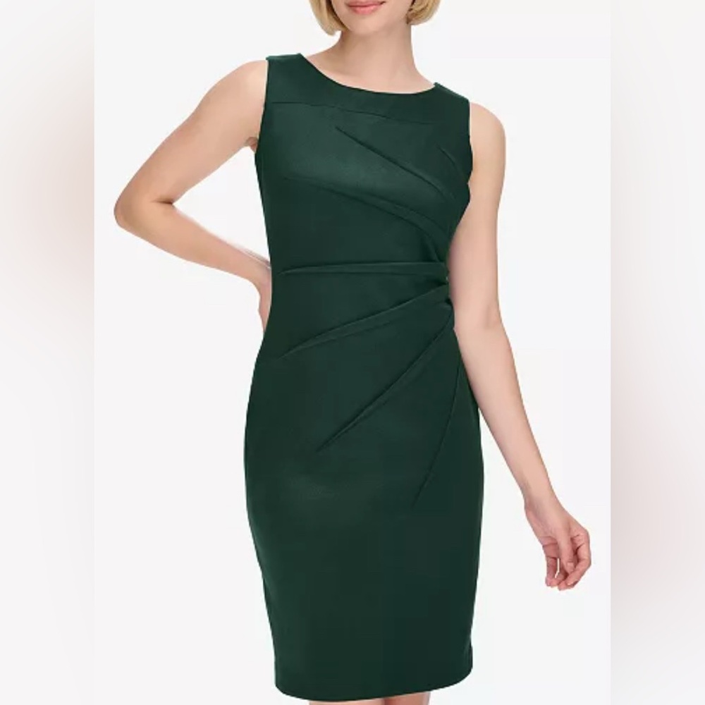 Calvin Klein Women Starburst Malachite Dark Green Sleeveless Sheath Dress 10